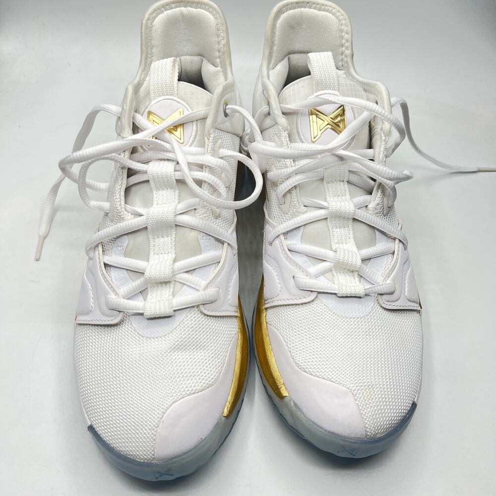 Nike PG 3 NASA Apollo Basketball Shoes CI2666 100 White Metallic Gold Sz 8